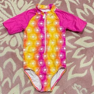 Hatley Kids Swim Rashguard - Pink and Yellow Sunburst